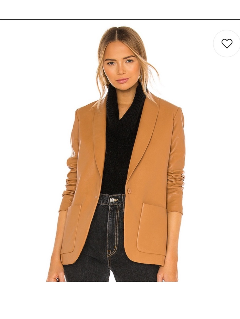 Amanda Uprichard Vegan Leather Blazer - Camel